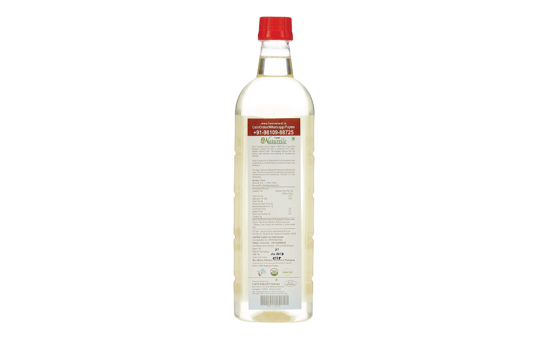 Farm Naturelle Organic & Virgin Coconut Oil    Plastic Bottle  915 millilitre